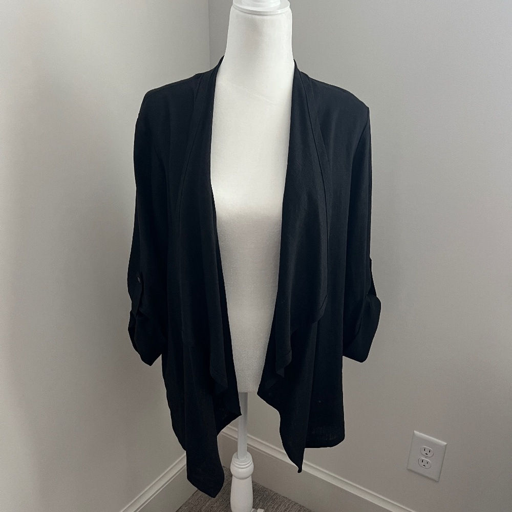Karen Kane Linen Blend Drape Front Jacket Size Medium